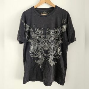 Vintage Avirex Y2K Shirt Mens XL Skulls Winged Graphic Tee Affliction Style